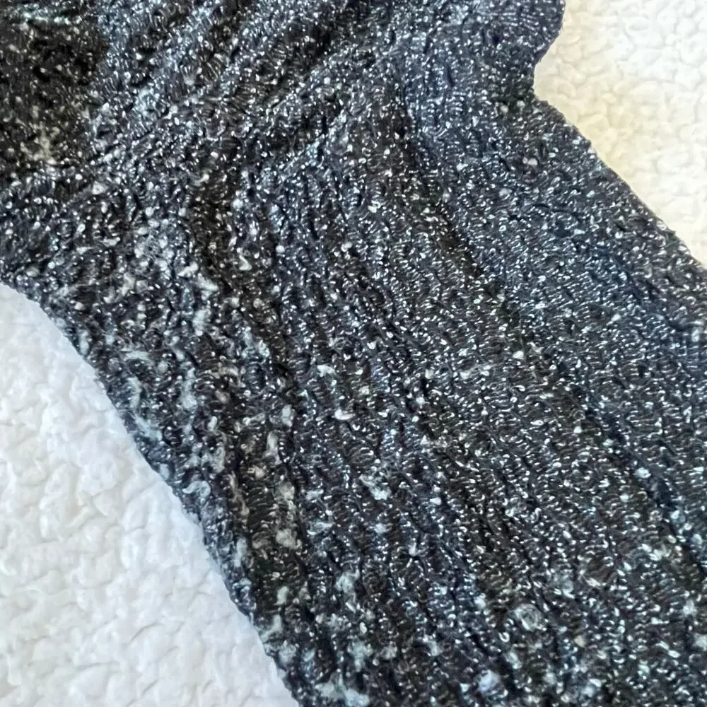Teenflo Paris Black Marled Knit Sweater Long Sleeve Textured Top T10